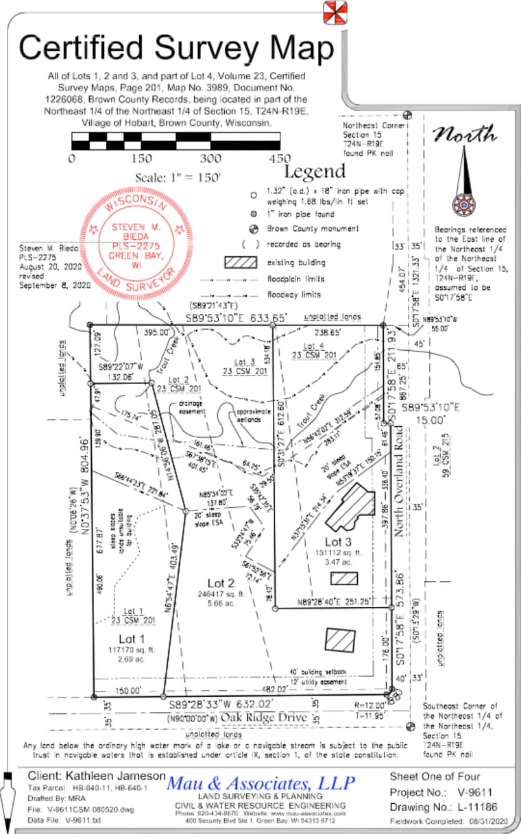 First page of the Certified Survey Map