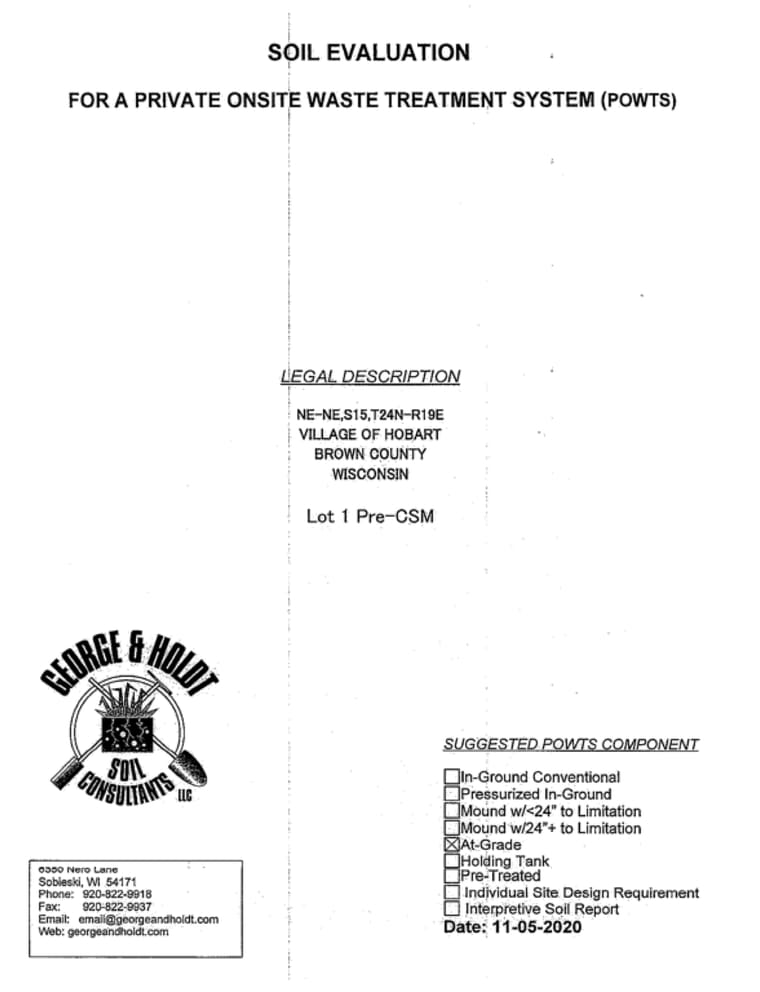First page of the Soil Evaluation